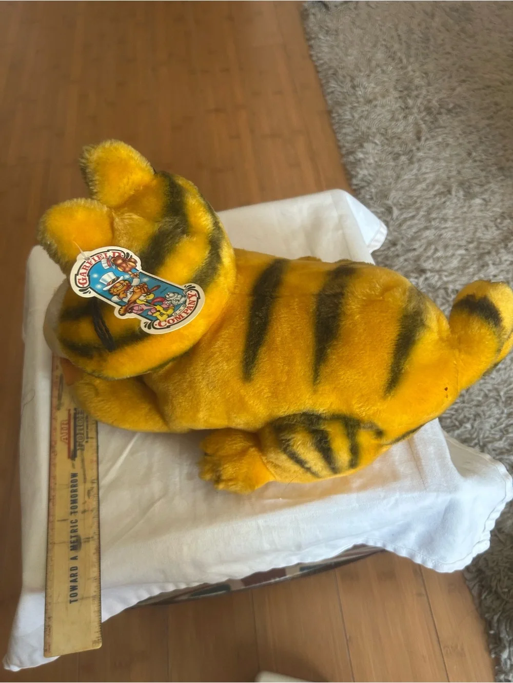 Vintage 1980s Garfield Plush Cat Toy with tag